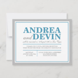 Uitnodigingen voor Gray & Blue bruiloftsreceptie O