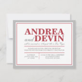 Uitnodigingen voor Gray & Merlot bruiloftsfeest ON (Voorkant)