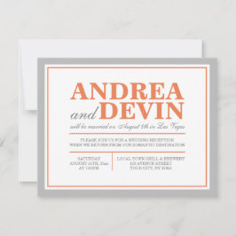 Uitnodigingen voor grijze en oranje huwelijksrecep