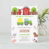 Uitnodigingen voor groene barnyard verjaardag (Staand voorkant)