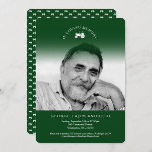 Uitnodigingen voor groene begrafenis van een fotot