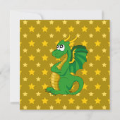 Uitnodigingen voor groene dragon cartoon verjaarda (Achterkant)