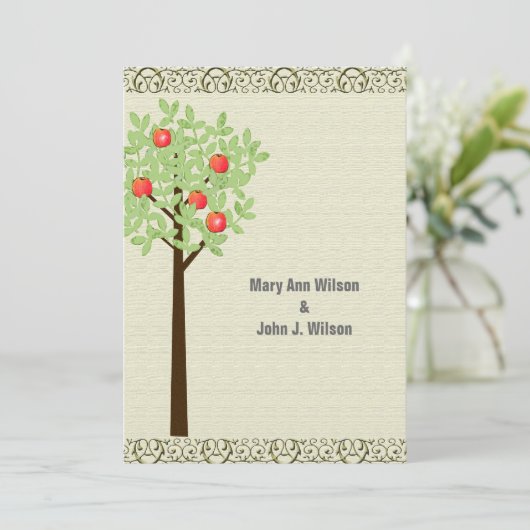 Uitnodigingen voor groene feestdagen voor appelboo (Staand voorkant)