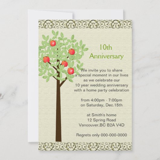 Uitnodigingen voor groene feestdagen voor appelboo (Achterkant)