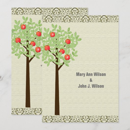 Uitnodigingen voor groene feestdagen voor appelboo (Voorkant / Achterkant)