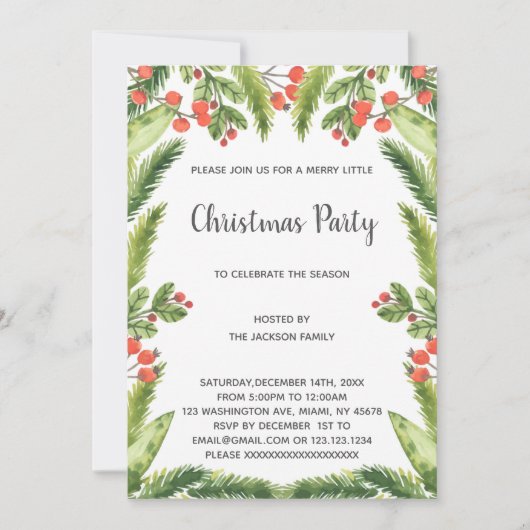 Uitnodigingen voor groene kerst (Voorkant)