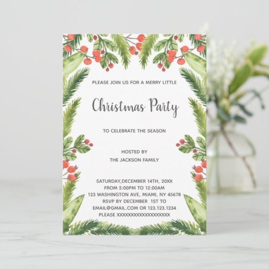 Uitnodigingen voor groene kerst (Staand voorkant)