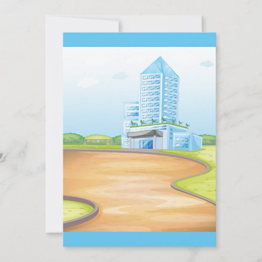 Uitnodigingen voor groot blauw gebouw (Voorkant)