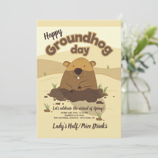 Uitnodigingen voor Groundhog Day (Staand voorkant)