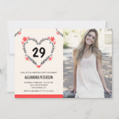 Uitnodigingen voor haar 29e verjaardag Bloemhart (Voorkant)