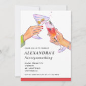 Uitnodigingen voor haar 95e verjaardag Cocktail Fu (Voorkant)
