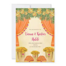 Uitnodigingen voor Haldi-ceremonie bij Indiase bru