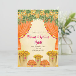 Uitnodigingen voor Haldi-ceremonie bij Indiase bru