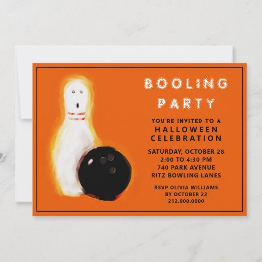 Uitnodigingen voor Halloween Bowling Feestje (Voorkant)