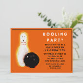 Uitnodigingen voor Halloween Bowling Feestje (Staand voorkant)