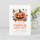 Uitnodigingen voor Halloween pompoensnijfeest (Staand voorkant)