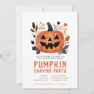Uitnodigingen voor Halloween pompoensnijfeest