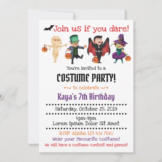 Uitnodigingen voor Halloween-verkleedfeest (Voorkant)