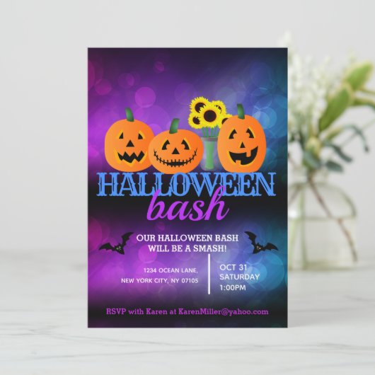 Uitnodigingen voor Halloweenfeest (Staand voorkant)