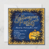 Uitnodigingen voor Halloweenfeest Spelend Blauw &  (Voorkant)