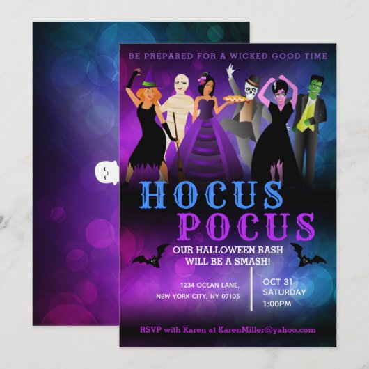 Uitnodigingen voor Halloweenfeestje (Voorkant / Achterkant)