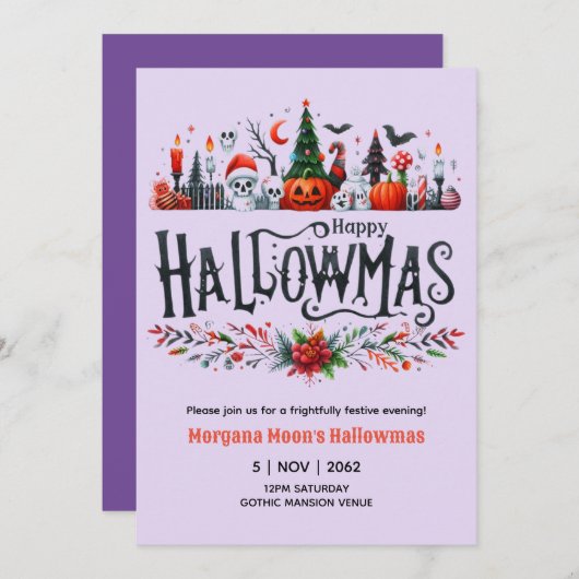 Uitnodigingen voor Hallowmas Halloween Kerst Mashu (Voorkant / Achterkant)