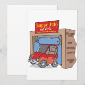 Uitnodigingen voor Happy Auto Car Wash (Voorkant / Achterkant)