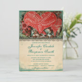 Uitnodigingen voor  hartweduwen in het Rustic-land (Staand voorkant)