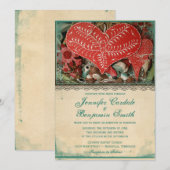 Uitnodigingen voor  hartweduwen in het Rustic-land (Voorkant / Achterkant)