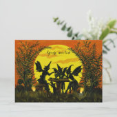 Uitnodigingen voor heksenfeeën met Halloween (Staand voorkant)