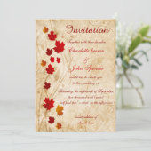 Uitnodigingen voor herfst in bijtende, paarse blad (Staand voorkant)