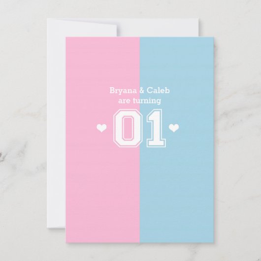 Uitnodigingen voor het 1e verjaardagsfeest van Twi (Voorkant)