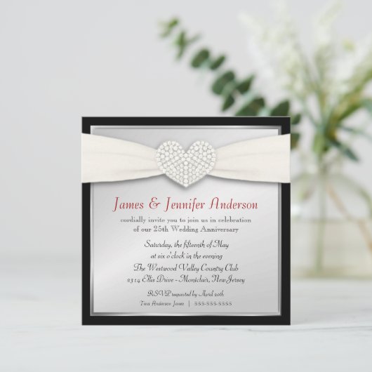 Uitnodigingen voor het 25-jarig huwelijksjubileumf (Staand voorkant)