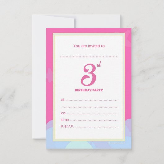 Uitnodigingen voor het 3e verjaardagsfeest - Unico (Achterkant)