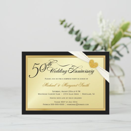 Uitnodigingen voor het 50-jarig huwelijksjubileumf (Staand voorkant)