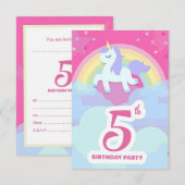 Uitnodigingen voor het 5e verjaardagsfeest - Unico (Voorkant / Achterkant)