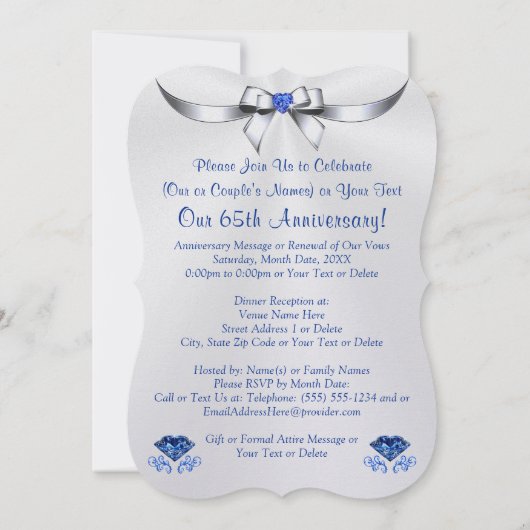 Uitnodigingen voor het 65-jarig huwelijksfeest van (Achterkant)