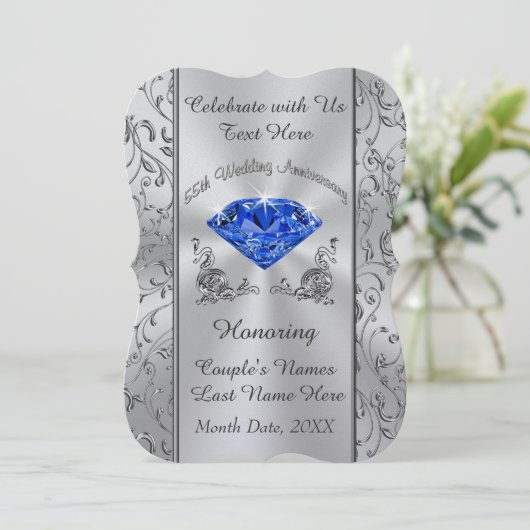 Uitnodigingen voor het 65-jarig huwelijksjubileum  (Staand voorkant)