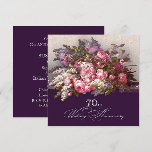 Uitnodigingen voor het 70-jarig huwelijksjubileumf (Voorkant / Achterkant)