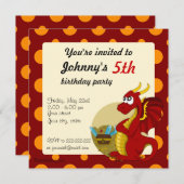 Uitnodigingen voor het afdrukken van rode draak-ca (Voorkant / Achterkant)