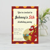 Uitnodigingen voor het afdrukken van rode draak-ca (Staand voorkant)