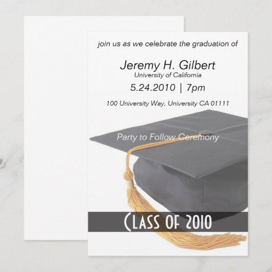 Uitnodigingen voor het afstuderen van de lampvoet (Voorkant / Achterkant)