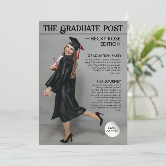 Uitnodigingen voor het afstuderen van tijdschrifte (Staand voorkant)