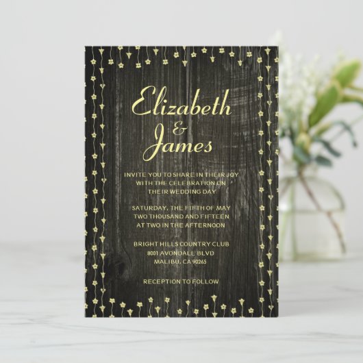 Uitnodigingen voor het binden van hout met zwarte  (Staand voorkant)