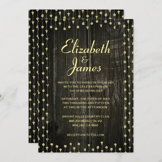 Uitnodigingen voor het binden van hout met zwarte  (Voorkant / Achterkant)