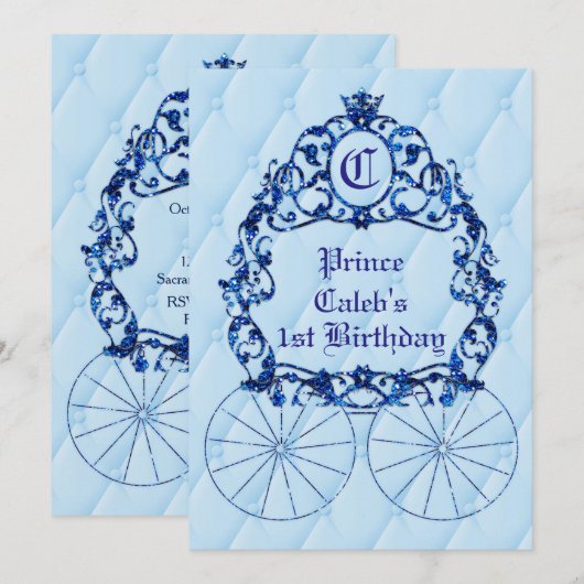 Uitnodigingen voor het Blue Royal Crown Carriage-f (Voorkant / Achterkant)