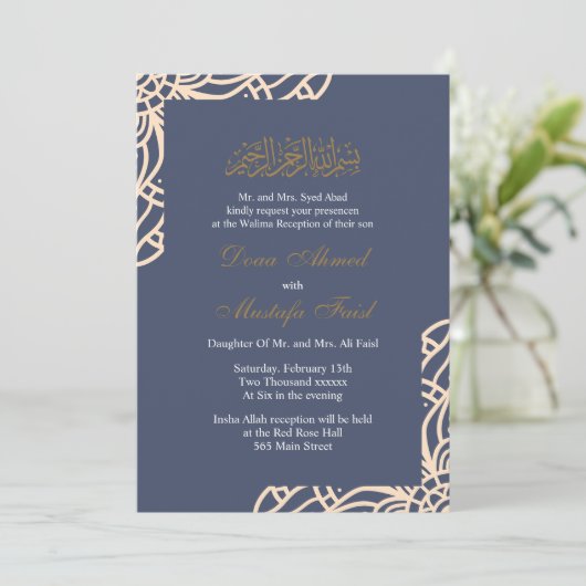 Uitnodigingen voor het bruiloft met een moslim ras (Staand voorkant)