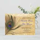 Uitnodigingen voor het bruiloft Rustic Peacock Fea (Staand voorkant)