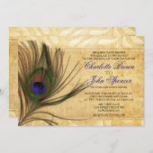 Uitnodigingen voor het bruiloft Rustic Peacock Fea (Voorkant / Achterkant)