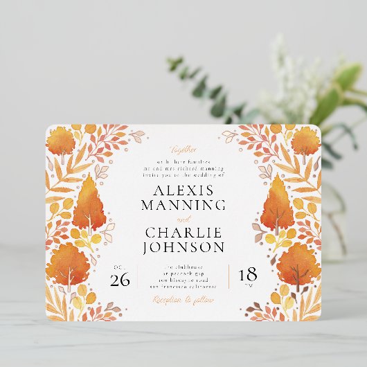 Uitnodigingen voor het bruiloft van de waterverf i (Staand Voorkant)